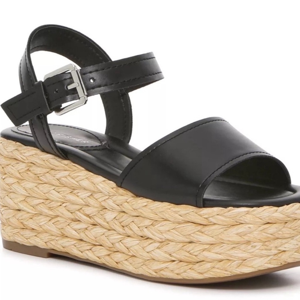 Marc Fisher NIB Espadrille Jellard Black & Tan 
Platform Sandal